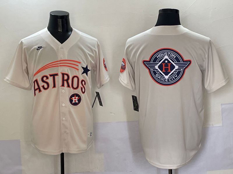 Men Houston Astros Blank Cream Five generations Joint Name 2025 Nike MLB Jersey style 30->houston astros->MLB Jersey